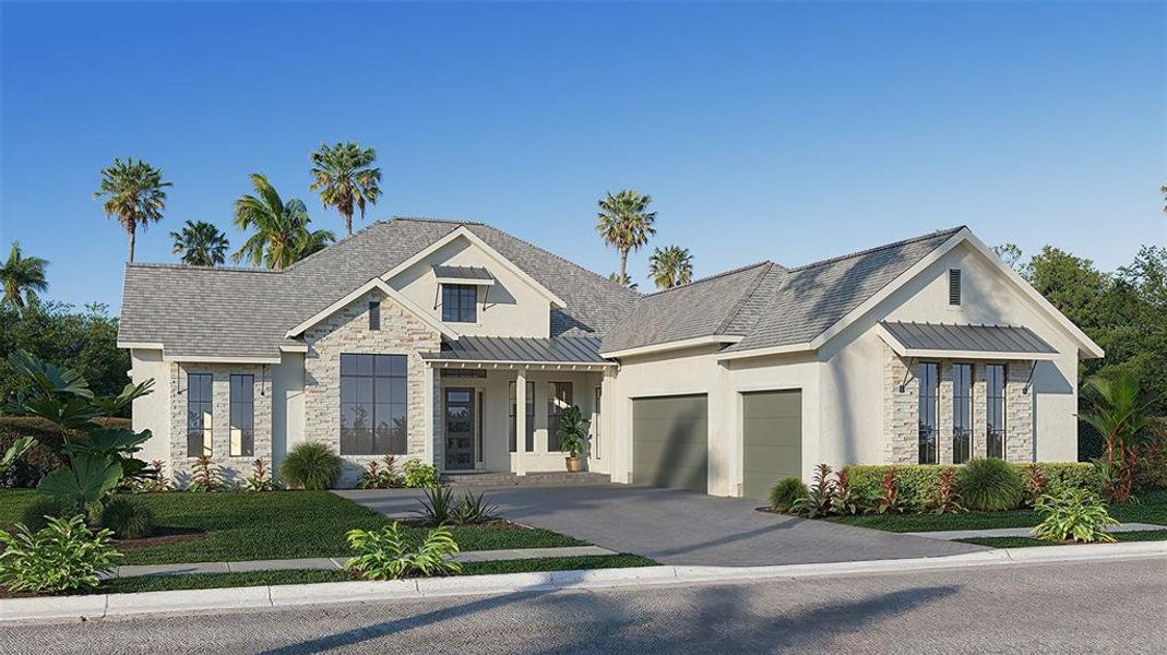 Front exterior of a new home in Southern Hills, Brooksville, FL, highlighting curb appeal (Image 1). Front exterior of a new home in Southern Hills, Brooksville, FL, highlighting curb appeal (Image 1).
