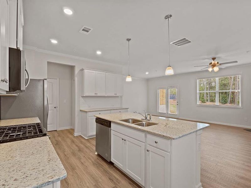 Furnished interior view inside a new home in Greyton Springs Place, Buford (Image 2). Furnished interior view inside a new home in Greyton Springs Place, Buford (Image 2).