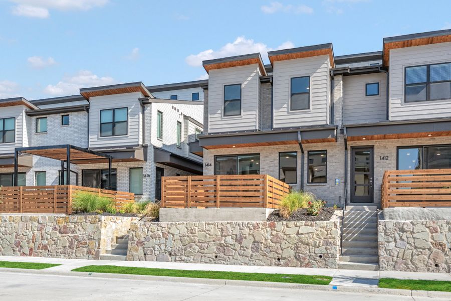 Front exterior of a new home in Willow Grove Townhomes, Melissa, TX, highlighting curb appeal (Image 26).
