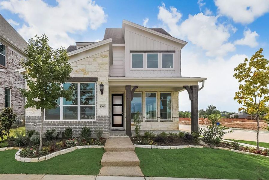 Representative exterior photo of a completed home built from the Royal Lakes by Grand Homes in Walton Ridge, Corinth, TX (Image 18). Representative exterior photo of a completed home built from the Royal Lakes by Grand Homes in Walton Ridge, Corinth, TX (Image 18).