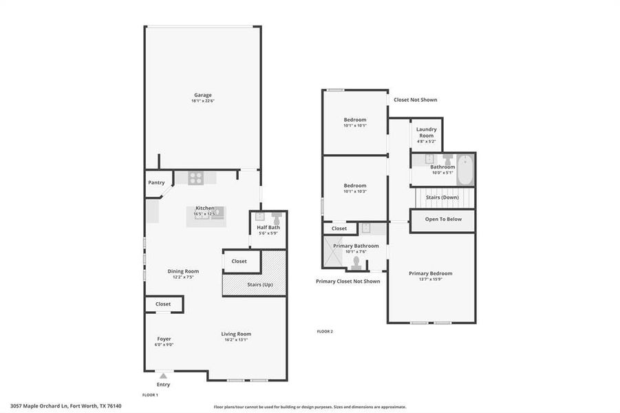 2D floor plan layout of this home in Orchard Village, Fort Worth, TX (Image 6).