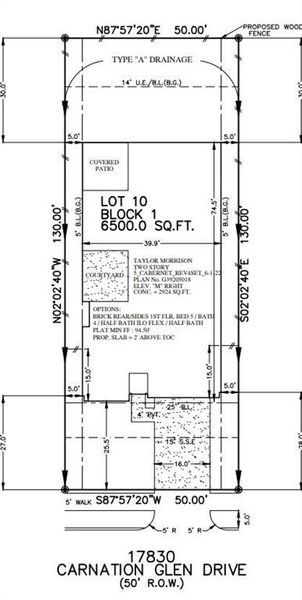 17830 Carnation Glen Drive preliminary plot plan