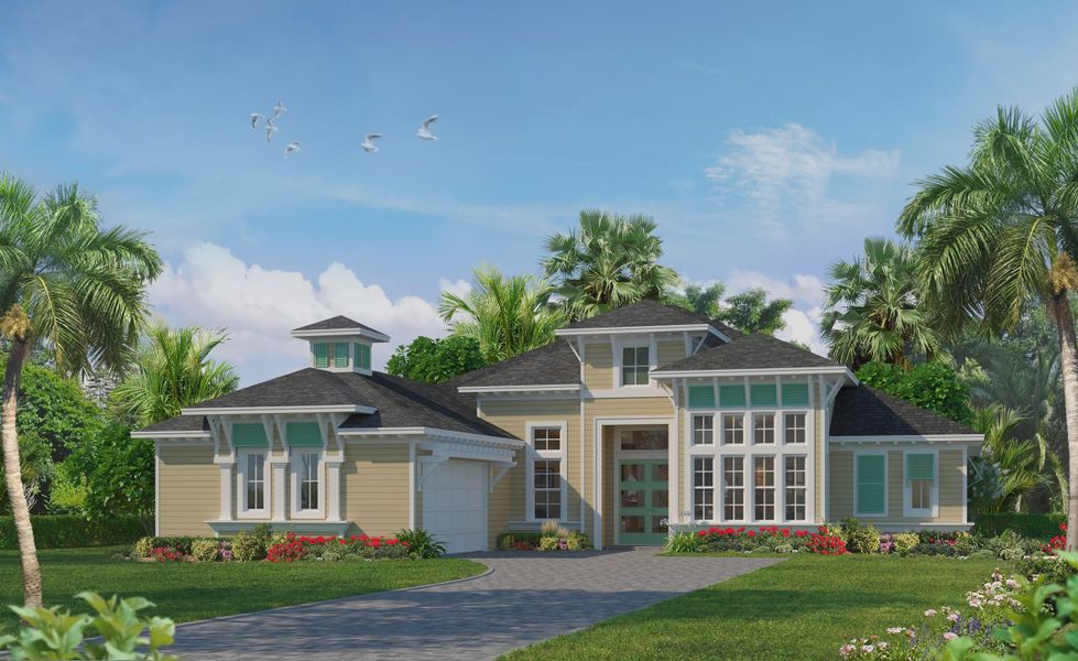 Representative exterior photo of a completed home built from the Egret V by ICI Homes in Madeira at St Augustine, St. Augustine, FL (Image 4).