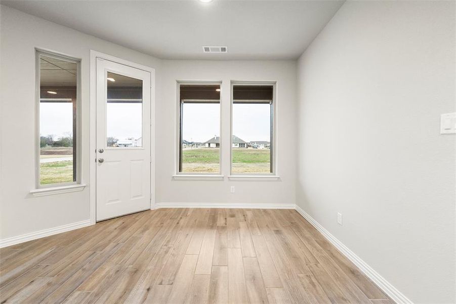 Empty room featuring light wood-style flooring and plenty of natural light Empty room featuring light wood-style flooring and plenty of natural light