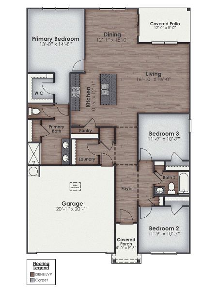 2D floor plan layout for the ARIA by D.R. Horton in Grayson Park, Leland, NC (Image 4).