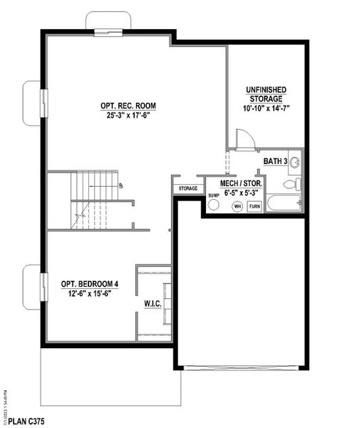Plan C375 Base Bed Plan C375 Base Bed