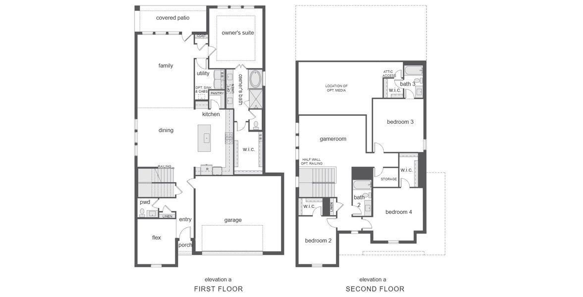 2D floor plan layout of this home in Painted Tree - South, McKinney, TX (Image 2).