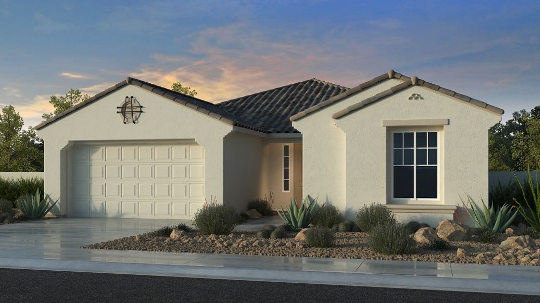 Front exterior of a new home in Parkside, Avondale, AZ, highlighting curb appeal (Image 1). Front exterior of a new home in Parkside, Avondale, AZ, highlighting curb appeal (Image 1).