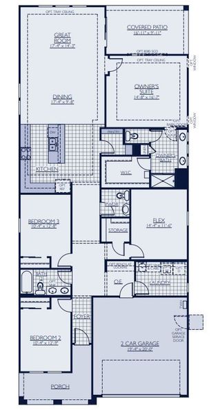 2D floor plan layout for the Apache by William Ryan Homes in The Ridge at Sienna Hills, Buckeye, AZ (Image 6).