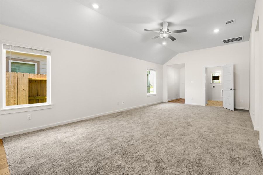 Large windows and vaulted ceilings
