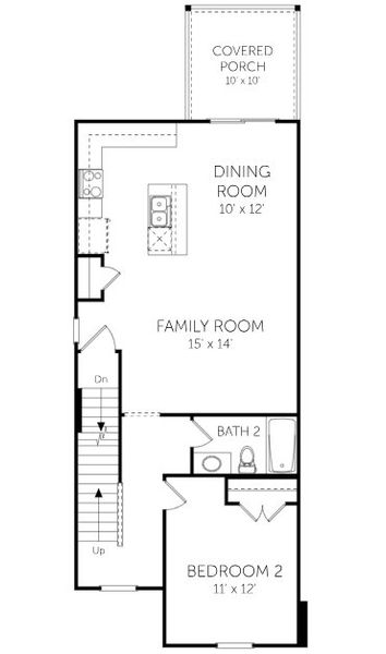 2D floor plan layout for the Fulton - Townhomes by Dream Finders Homes in Hidden Pointe, Savannah, GA (Image 6).