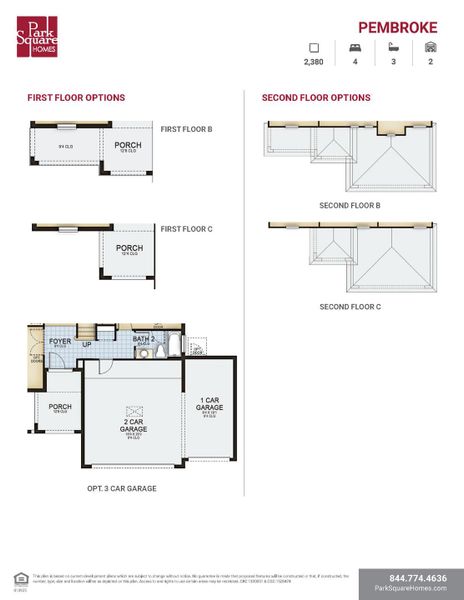 2D floor plan layout for the Pembroke by Park Square Residential in Summerbrooke, Mount Dora, FL (Image 5).
