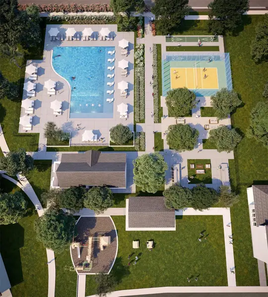Aerial view of a pool area