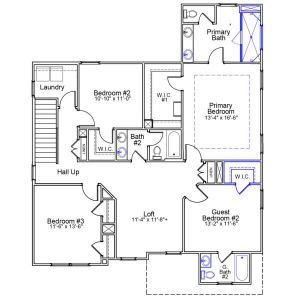 2D floor plan layout of this home in Ridgecrest at Midway, Anderson, SC (Image 6).
