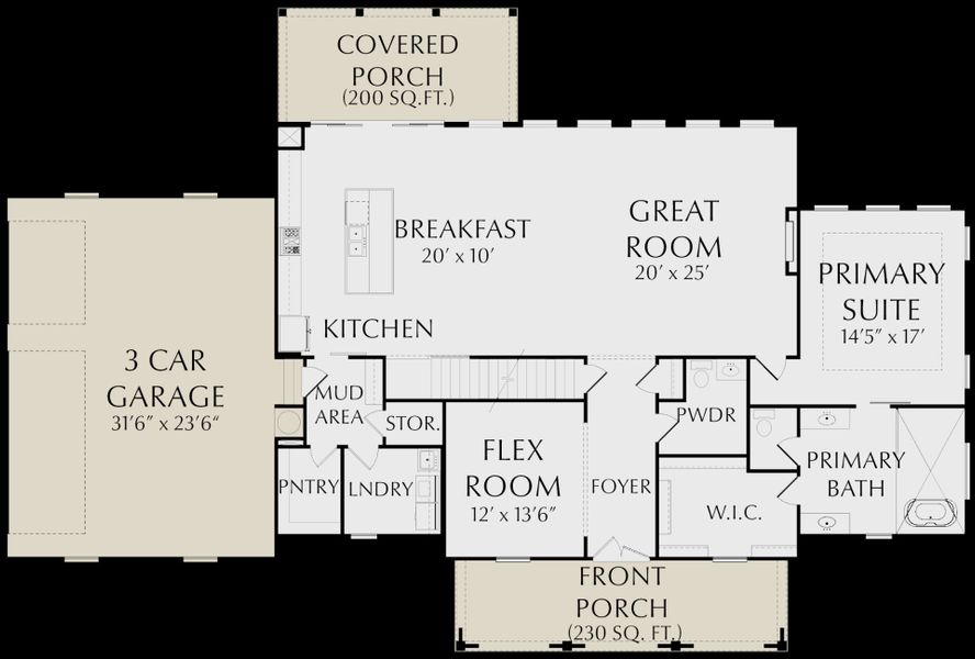 2D floor plan layout for the Jack by KM Homes in Glory Meadows, Gainesville, GA (Image 3).
