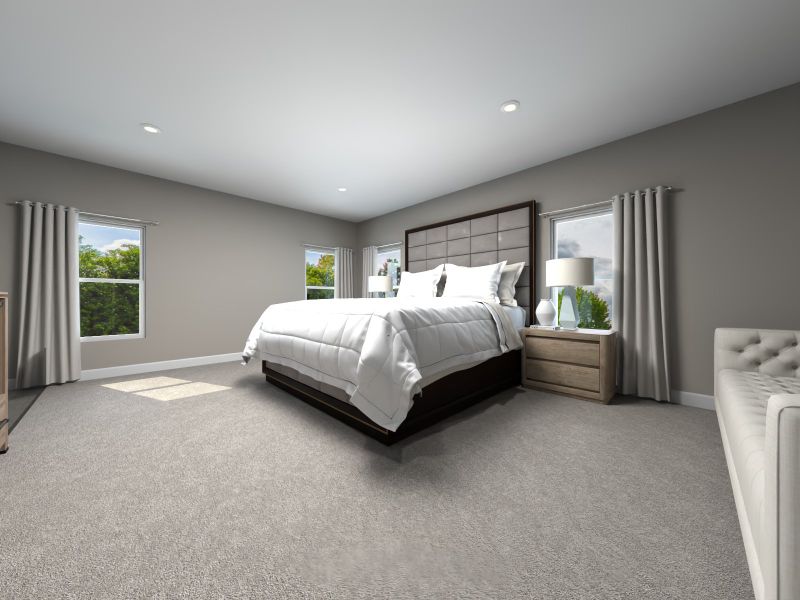 Relax at the end of a busy day in the upstairs primary suite. Relax at the end of a busy day in the upstairs primary suite.