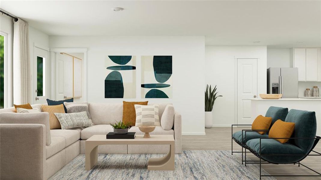 Living room featuring wood finished floors and baseboards