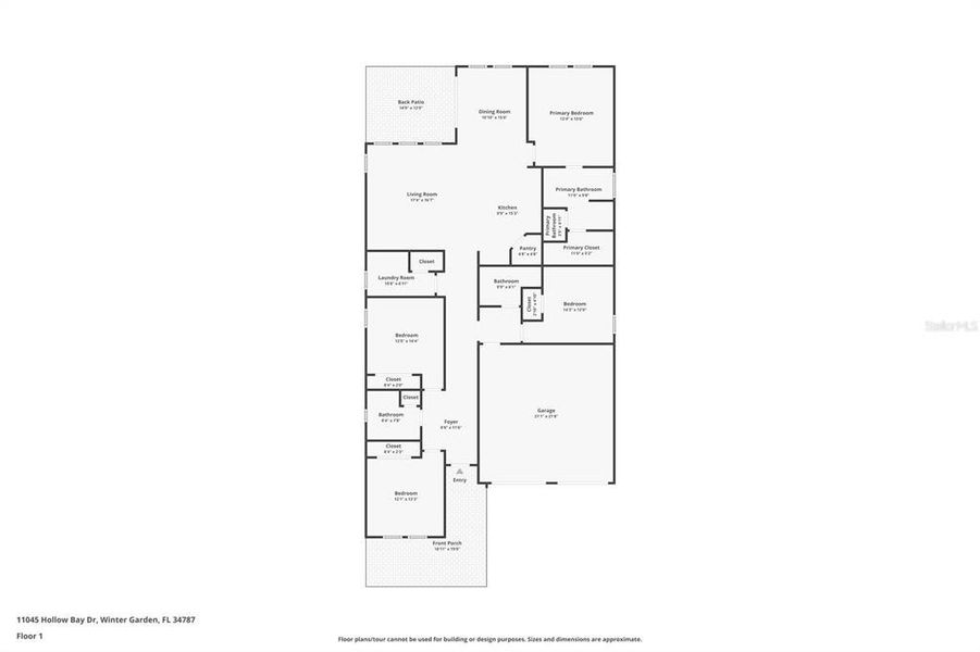 2D floor plan layout of this home in Waterleigh, Winter Garden, FL (Image 5).