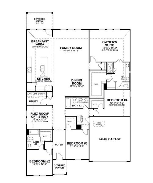2D floor plan layout for the Nolan by M/I Homes in The Oaks on 6th Street, Magnolia, TX (Image 3). 2D floor plan layout for the Nolan by M/I Homes in The Oaks on 6th Street, Magnolia, TX (Image 3).