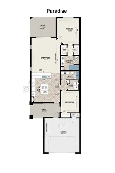 2D floor plan layout for the Paradise Villa by Medallion Home in The Laurels, Parrish, FL (Image 2). 2D floor plan layout for the Paradise Villa by Medallion Home in The Laurels, Parrish, FL (Image 2).