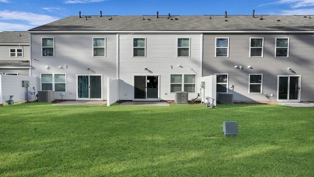 Exterior details and patio area of a home in Pine Hills Townhomes at Cane Bay, Summerville (Image 4). Exterior details and patio area of a home in Pine Hills Townhomes at Cane Bay, Summerville (Image 4).