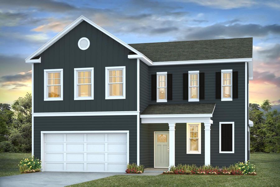 Front exterior of a new home in The Cove at Mallard Crossing, Summerville, SC, highlighting curb appeal (Image 1). Front exterior of a new home in The Cove at Mallard Crossing, Summerville, SC, highlighting curb appeal (Image 1).