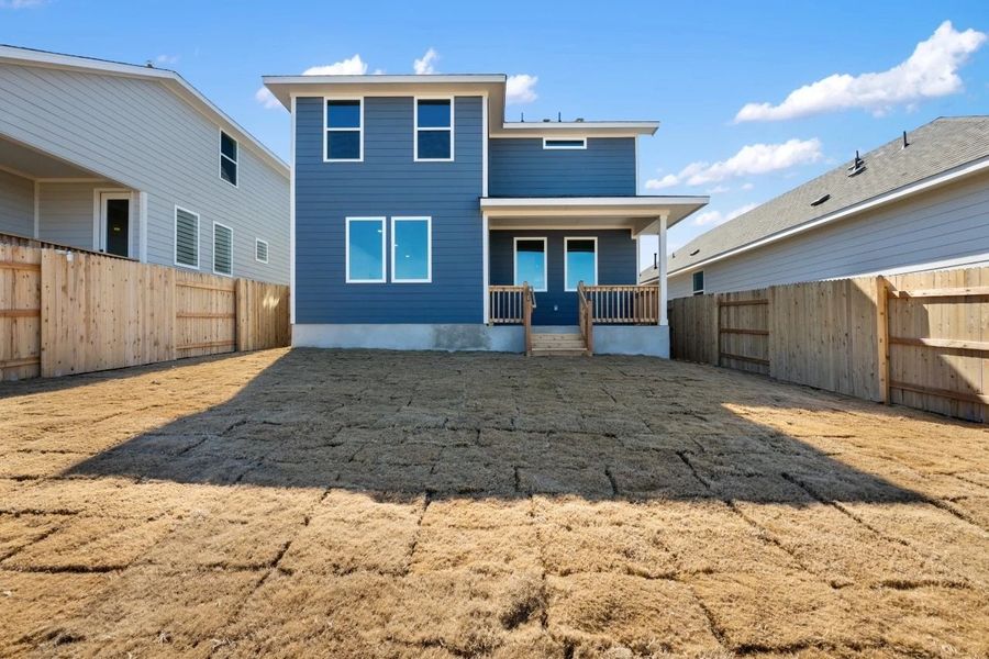Exterior details and patio area of a home in Cannon Ranch, Dripping Springs (Image 30).