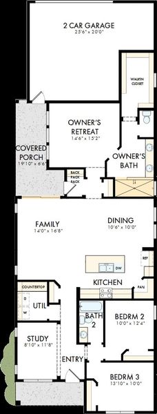 2D floor plan layout of this home in Jubilee - Grove Row Collection, Hockley, TX (Image 3).