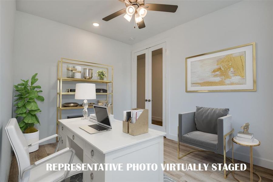 This home office is the perfect place for work or play!  REPRESENTATIVE PHOTO VIRTUALLY STAGED.