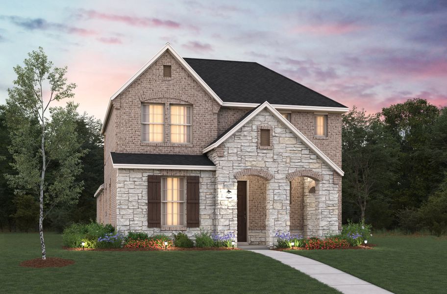 Representative exterior photo of a completed home built from the Conroe by Beazer Homes in Treeline, Justin, TX (Image 13).