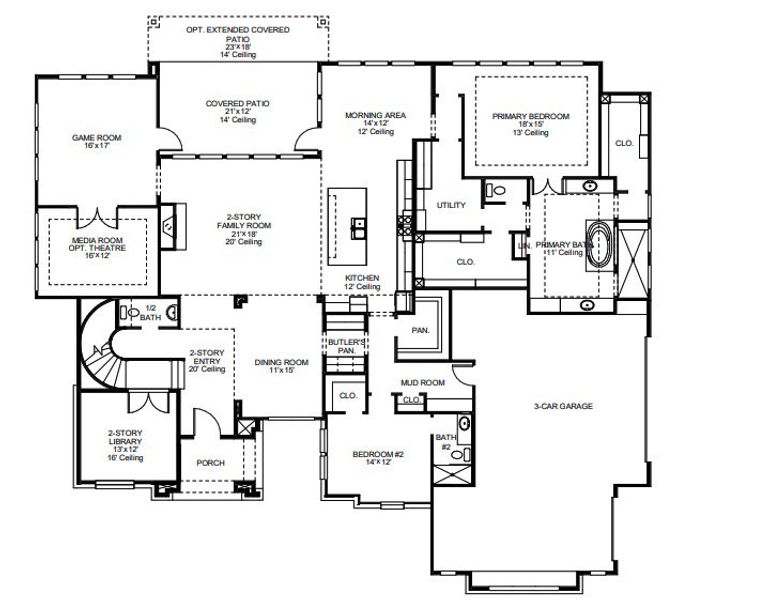 2D floor plan layout for the 4354A by Perry Homes in George's Ranch Acre, Boerne, TX (Image 3). 2D floor plan layout for the 4354A by Perry Homes in George's Ranch Acre, Boerne, TX (Image 3).