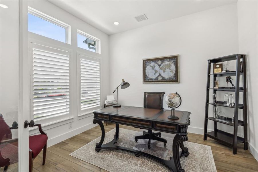 Office featuring light hardwood / wood-style floors