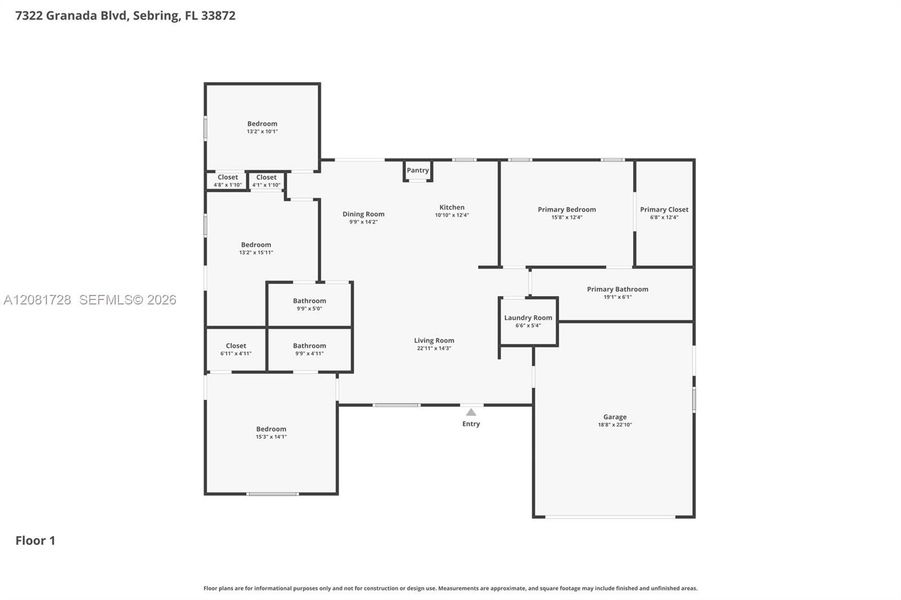 2D floor plan layout of this home in , Sebring, FL (Image 5). 2D floor plan layout of this home in , Sebring, FL (Image 5).