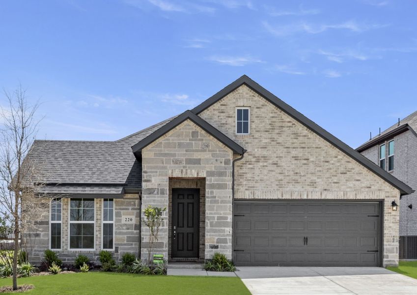 Representative exterior photo of a completed home built from the Colorado by UnionMain Homes in Brookville Estates, Forney, TX (Image 1).