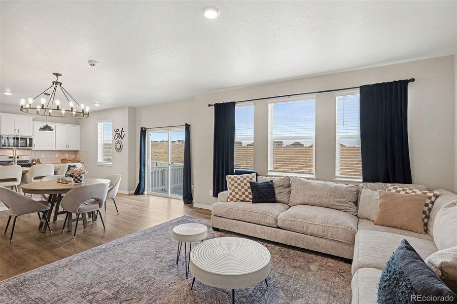 Family room is open to the Kitchen & eating spae