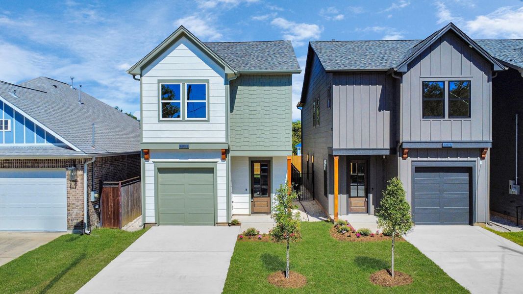 Front exterior of a new home in , Houston, TX, highlighting curb appeal (Image 1). Front exterior of a new home in , Houston, TX, highlighting curb appeal (Image 1).