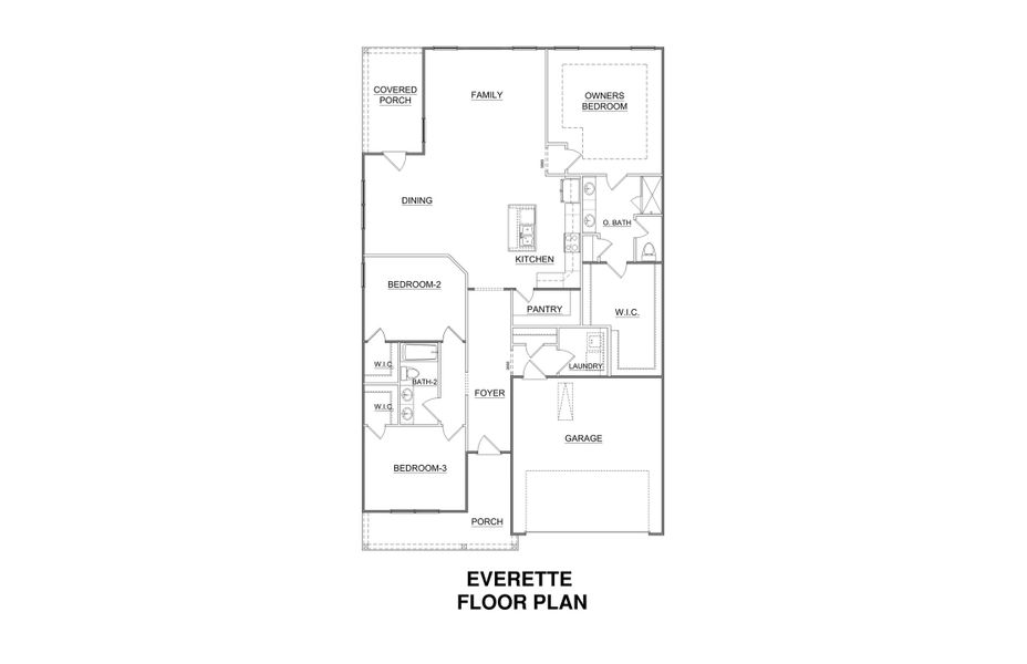 2D floor plan layout for the Everette by Veranda Homes in Heritage Bay, Sumter, SC (Image 3).