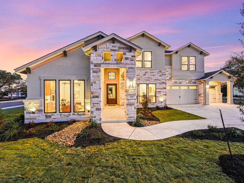 Representative exterior photo of a completed home built from the Topaz II by Giddens Homes in Riverstone, Georgetown, TX (Image 29).