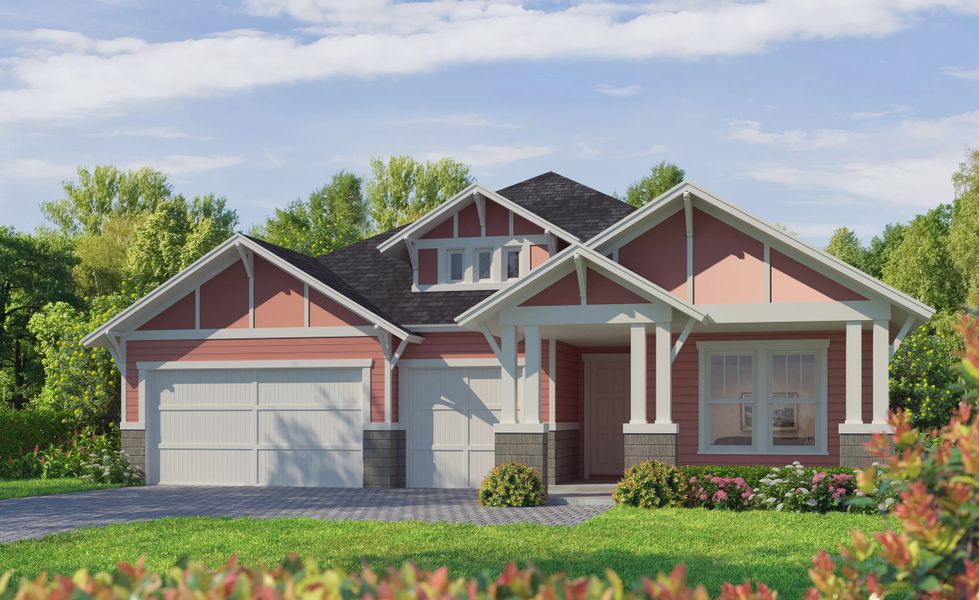 Representative exterior photo of a completed home built from the South Bay by ICI Homes in Weslyn Park at Sunbridge, St. Cloud, FL (Image 3).