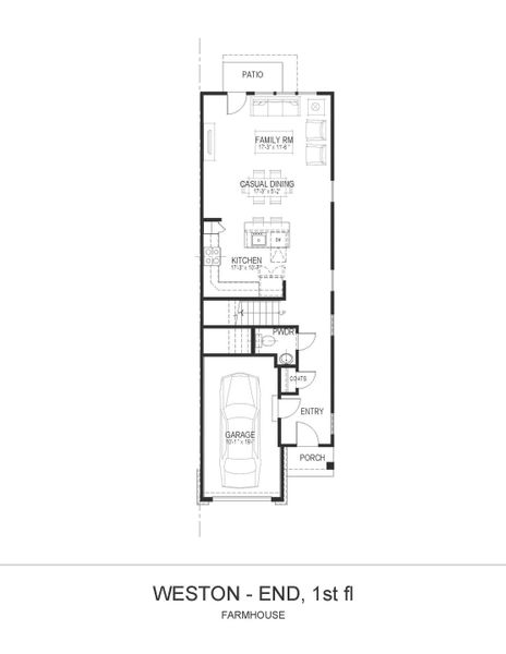 2D floor plan layout for the Weston by Baker Residential in Parc at Bradley Farm, Apex, NC (Image 2).