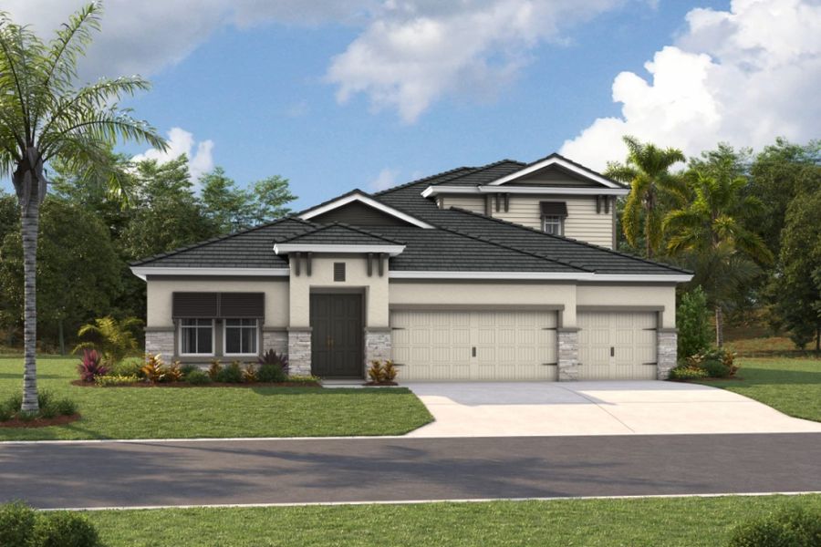 2D floor plan layout for the Bayport II by Homes by WestBay in Two Rivers, Zephyrhills, FL (Image 2).