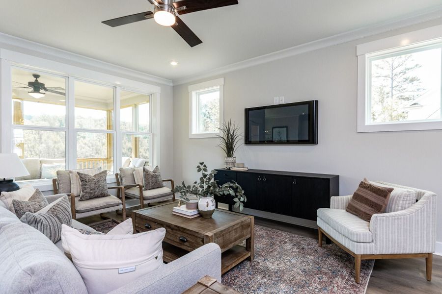 Representative furnished interior of a home built from the Fairfield Craftsman by Homes by Dickerson in The View, Durham (Image 7).