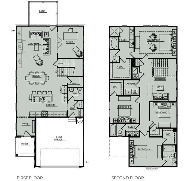 2D floor plan layout for the The Lawrence by EMC Homes, LLC in The Village at Maple Street, Dawsonville, GA (Image 4).