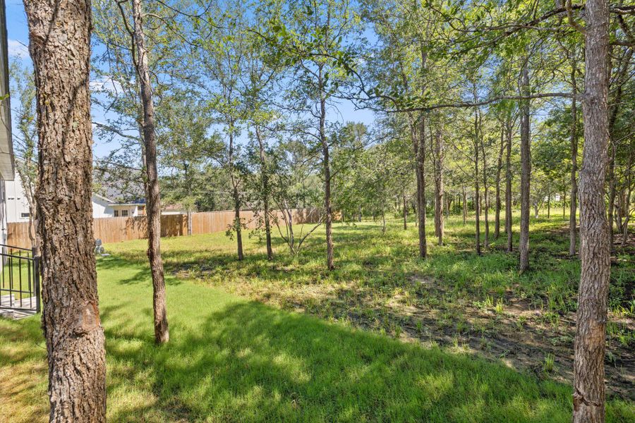 A spacious, tree-lined yard offers a tranquil, natural setting. A spacious, tree-lined yard offers a tranquil, natural setting.