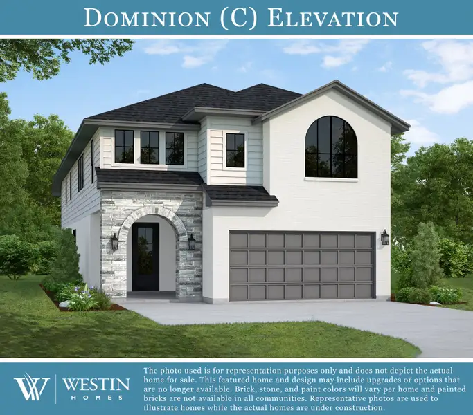 Representative exterior photo of a completed home built from the The Dominion by Westin Homes in Candela – 40', Richmond, TX (Image 11).