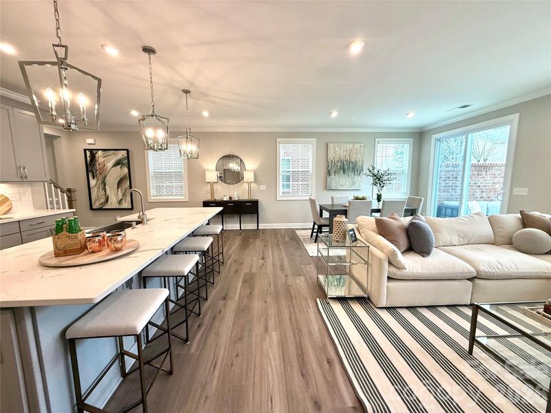 Furnished interior view inside a new home in The Townes at Wade Ardrey, Charlotte (Image 3). Furnished interior view inside a new home in The Townes at Wade Ardrey, Charlotte (Image 3).