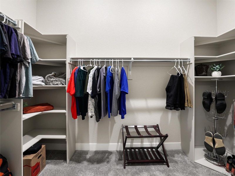 Primary closet in bathroom area