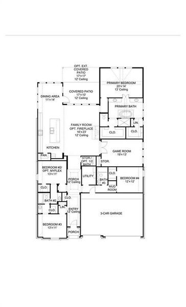 2D floor plan layout of this home in Myrtle Creek, Waxahachie, TX (Image 2).