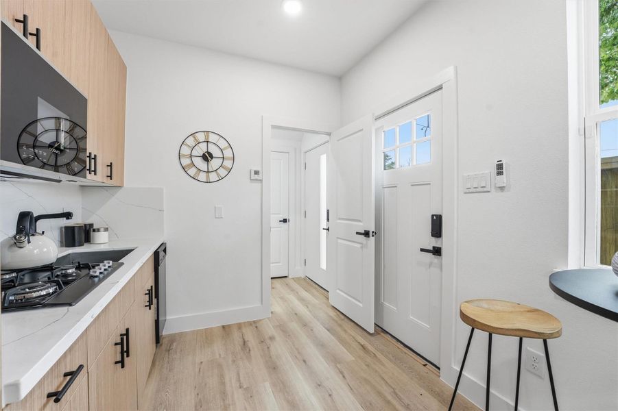 That is why this floor plan is so unique - this space has a separate entrance so this space can be closed off and leased separately if desired.