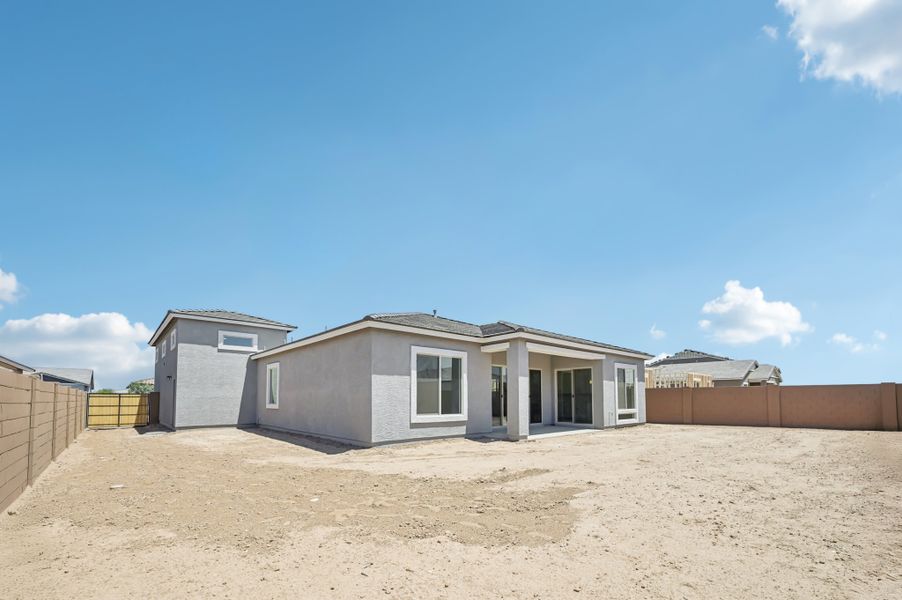 Back exterior elevation with RV garage option. Finishes and options may vary. Back exterior elevation with RV garage option. Finishes and options may vary.